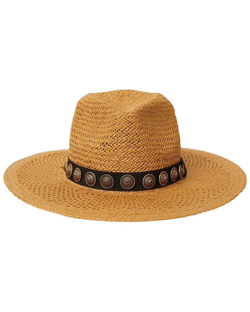 Btb Los Angeles Summer Studded Straw Hat In Brown
