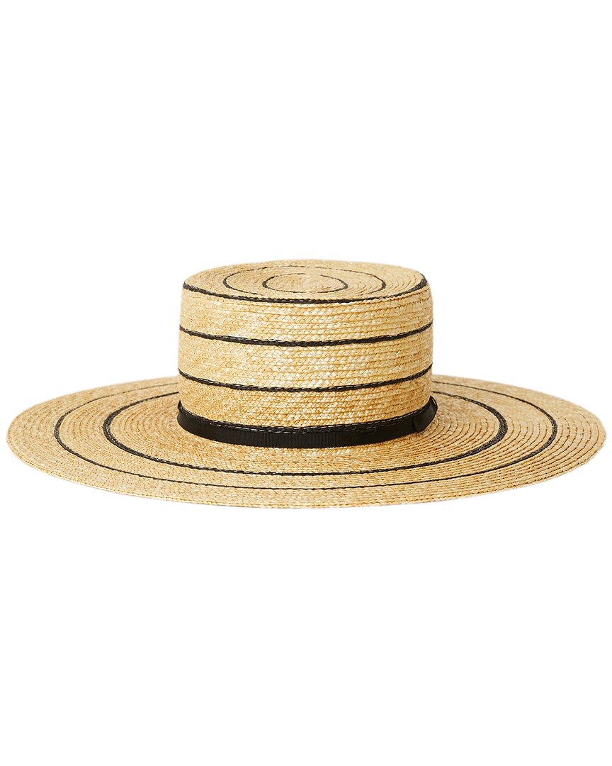 Btb Los Angeles Piper Striped Straw Fedora In Black