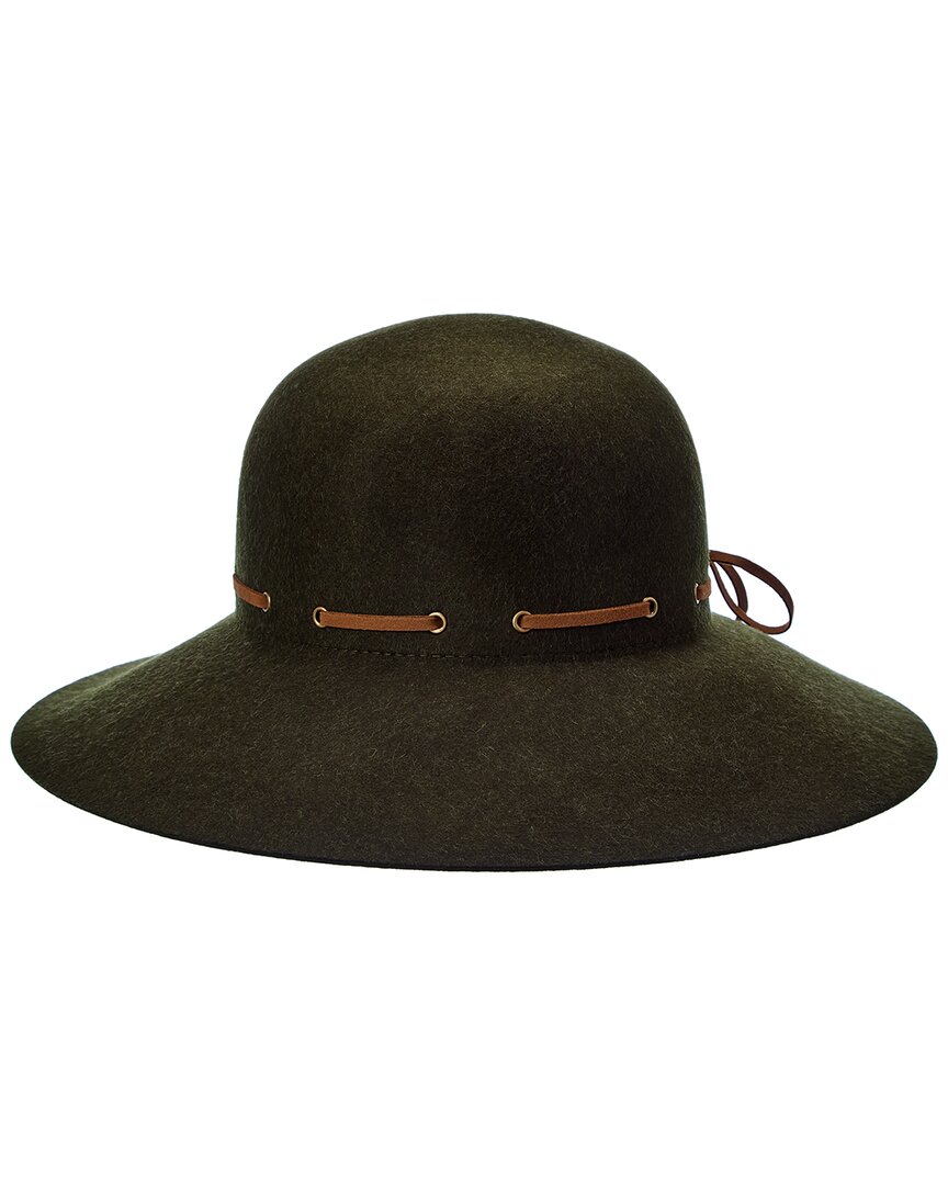 Shop Bruno Magli Leather-trim Wool Felt Hat In Green