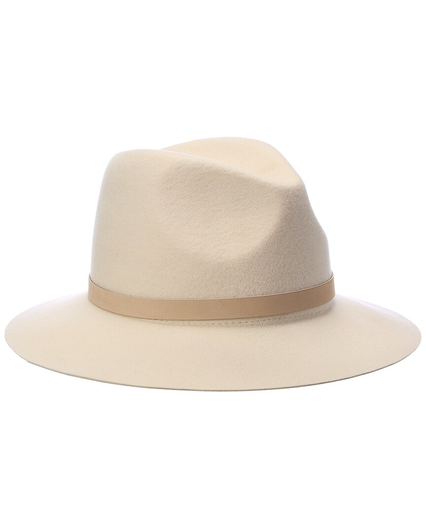 Bruno Magli Leather-trim Wool Felt Fedora In White
