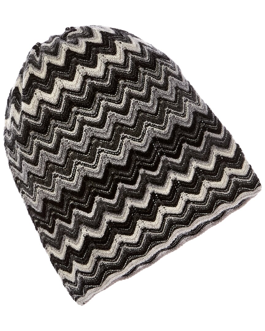 Forte Cashmere Zig Zag Cashmere Pull On Hat In Black