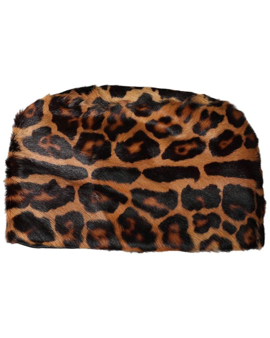 Dolce & Gabbana Brown Leopard Fur Women Bucket Hat In Brown