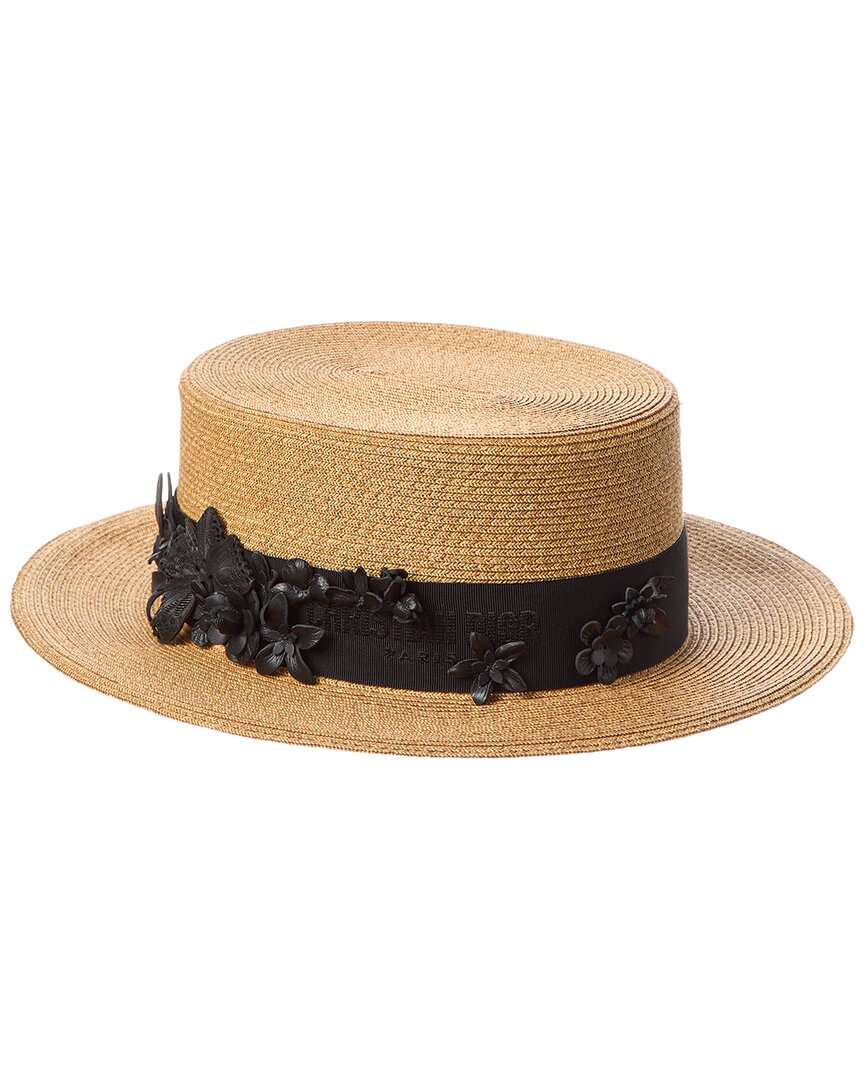 Dior Ribbon Straw Hat In Brown
