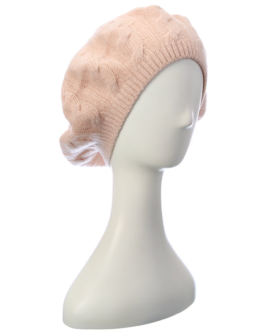 Portolano Cable Knit Cashmere Beret In Pink