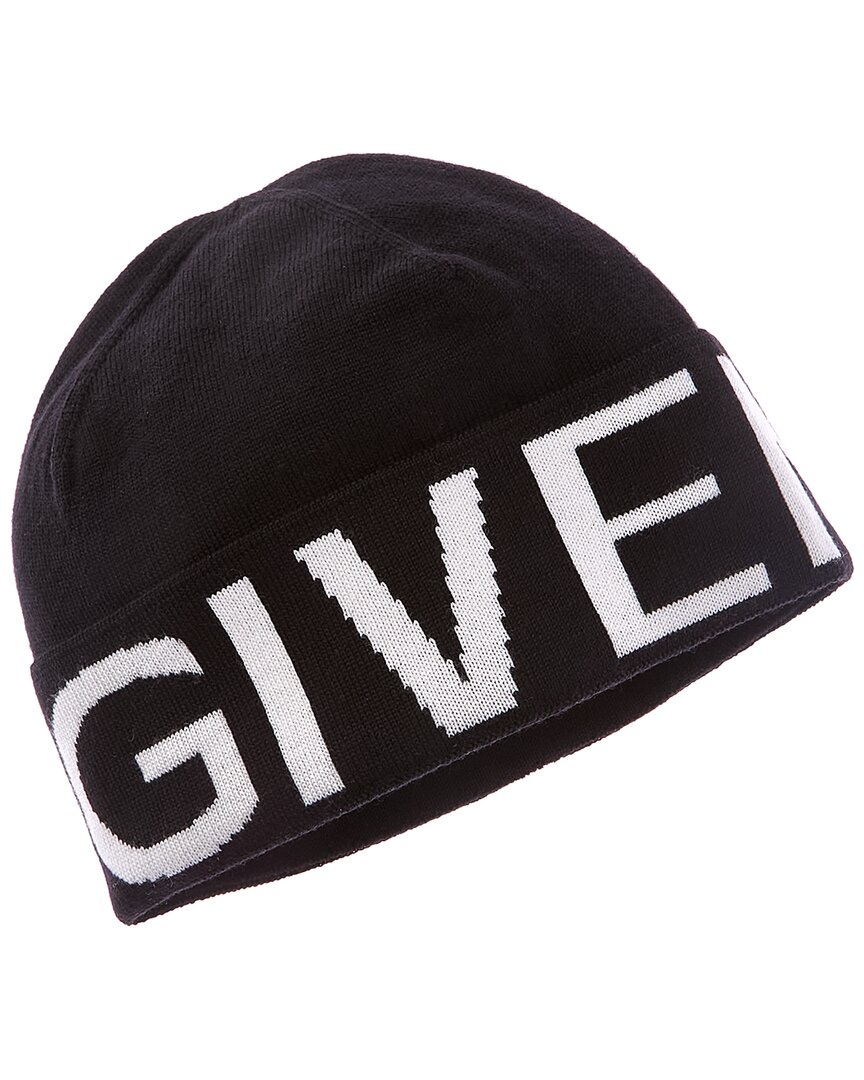 Givenchy Jacquard Wool Beanie In Black