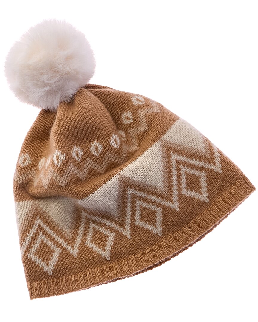 Hannah Rose Fairisle Cashmere Hat In Brown