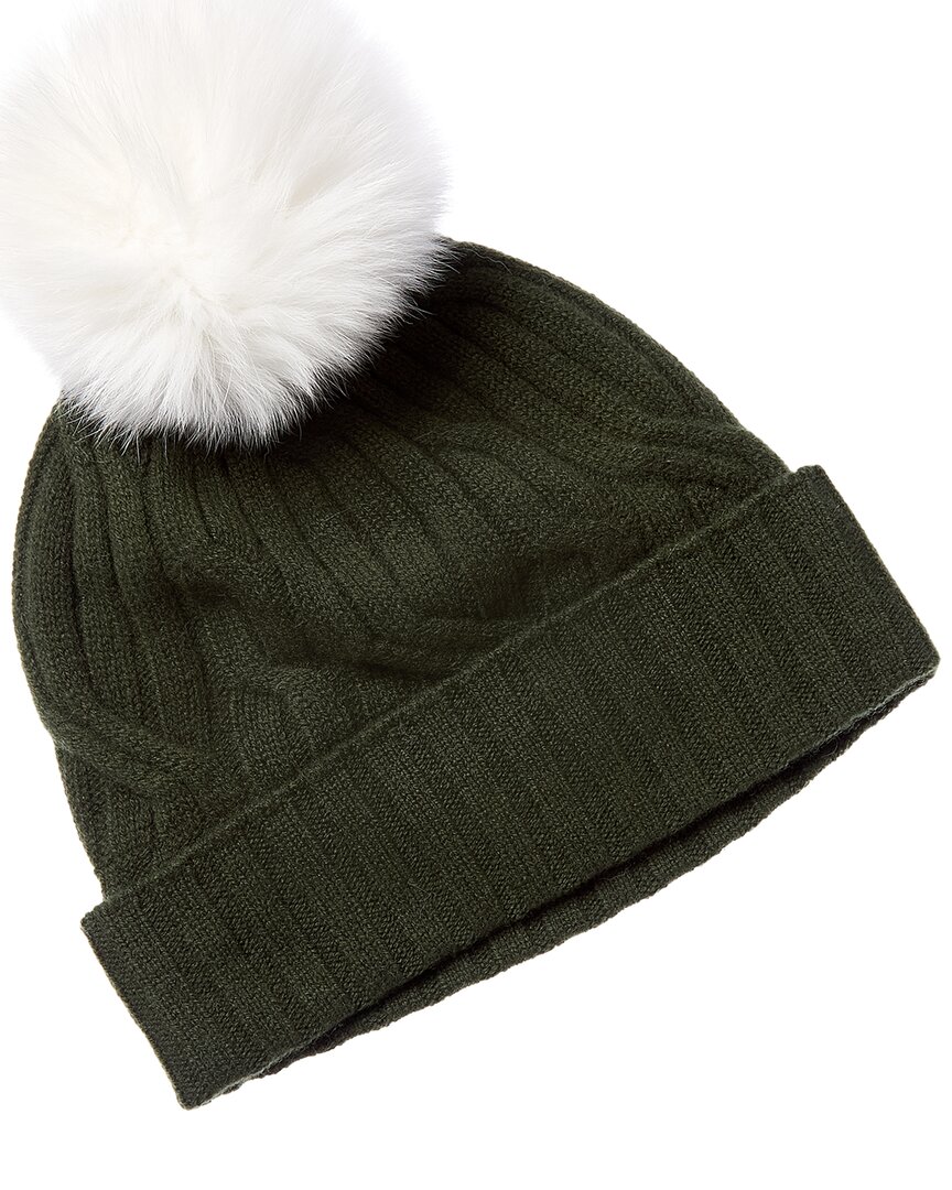 Hannah Rose Wide Cable Cashmere Hat In Green