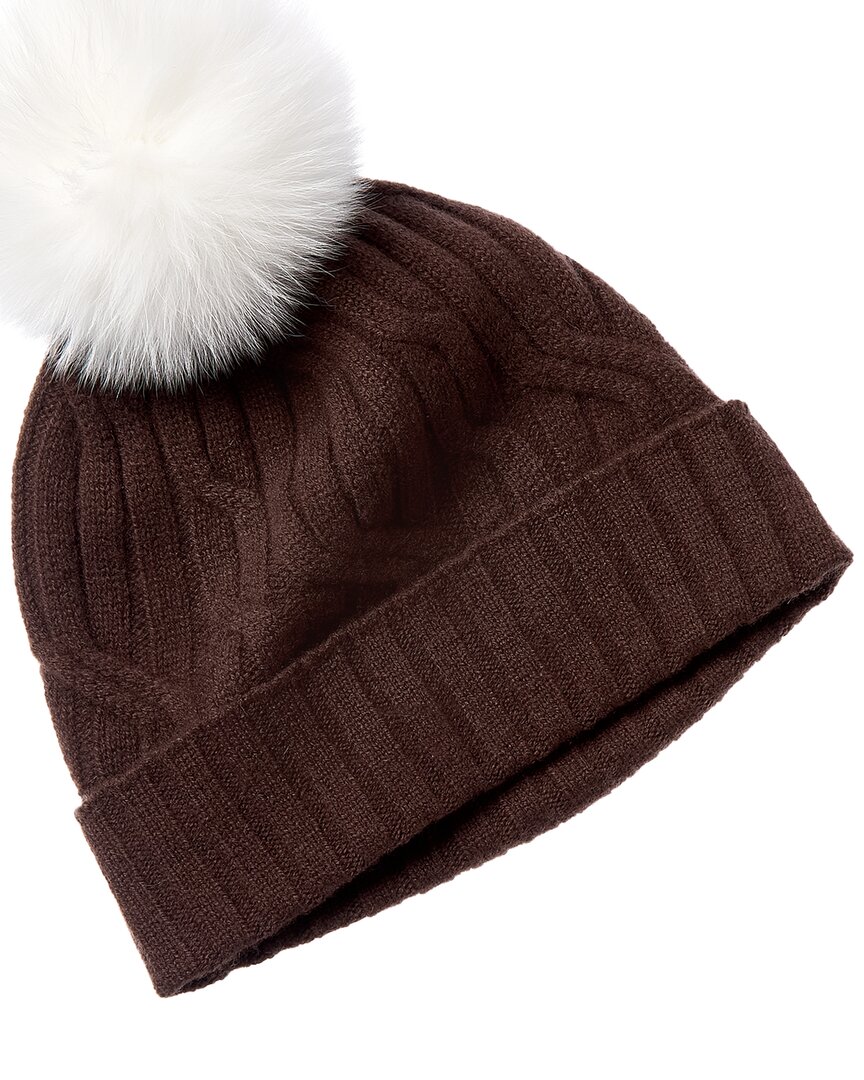 Hannah Rose Wide Cable Cashmere Hat In Brown