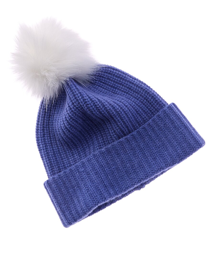 Hannah Rose Shaker Cashmere Hat In Blue