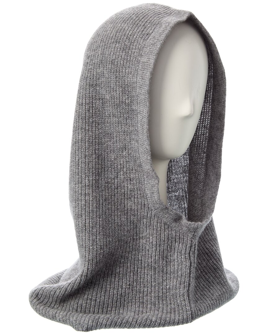 Hannah Rose Shaker Overlap Cashmere Balaclava In Gray