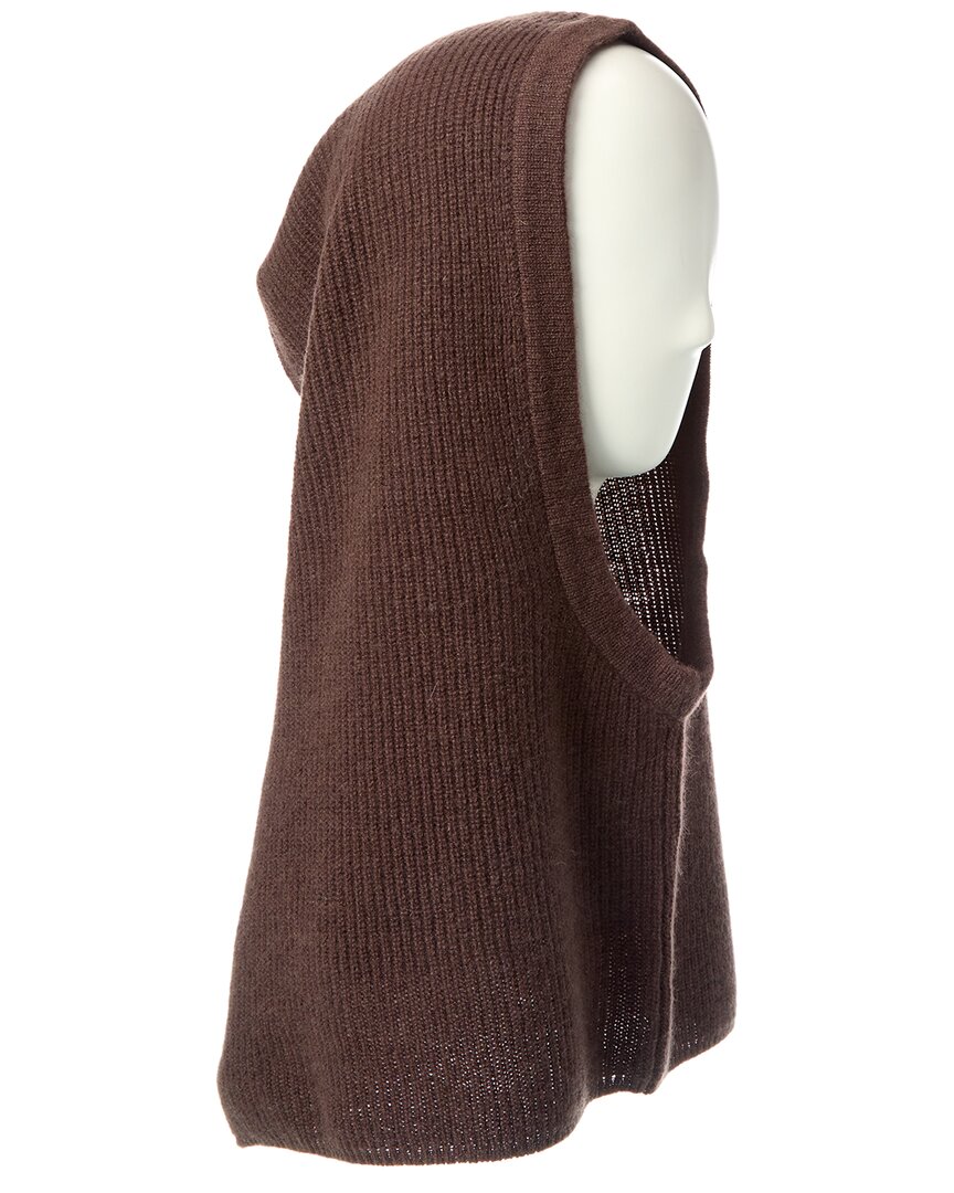 Hannah Rose Shaker Overlap Cashmere Balaclava In Brown