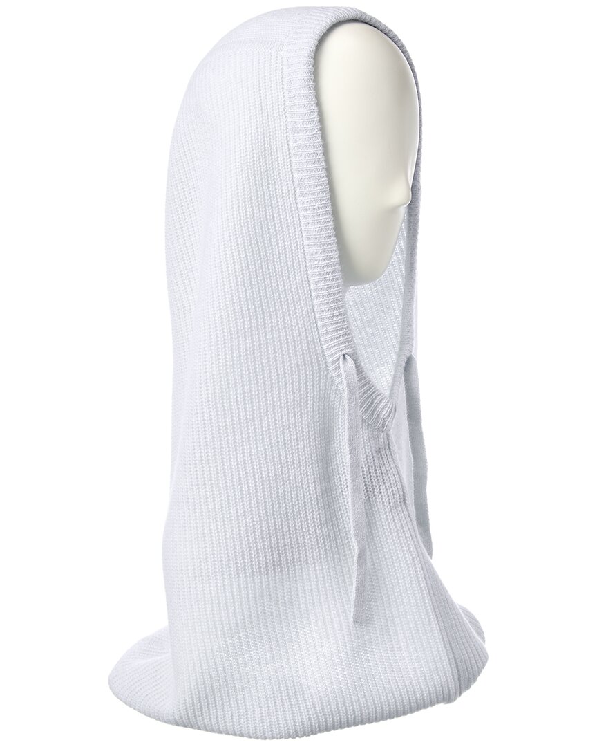 Hannah Rose Shaker Stitch Cashmere Balaclava In White