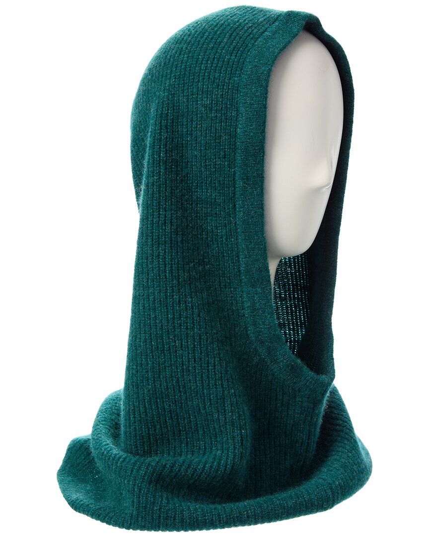 Hannah Rose Shaker Overlap Cashmere Balaclava In Green