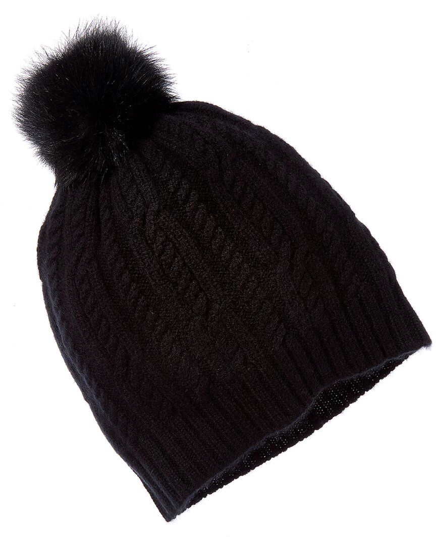 Sofia Cashmere Sofiacashmere Pom Cashmere Cable Knit Hat In Black