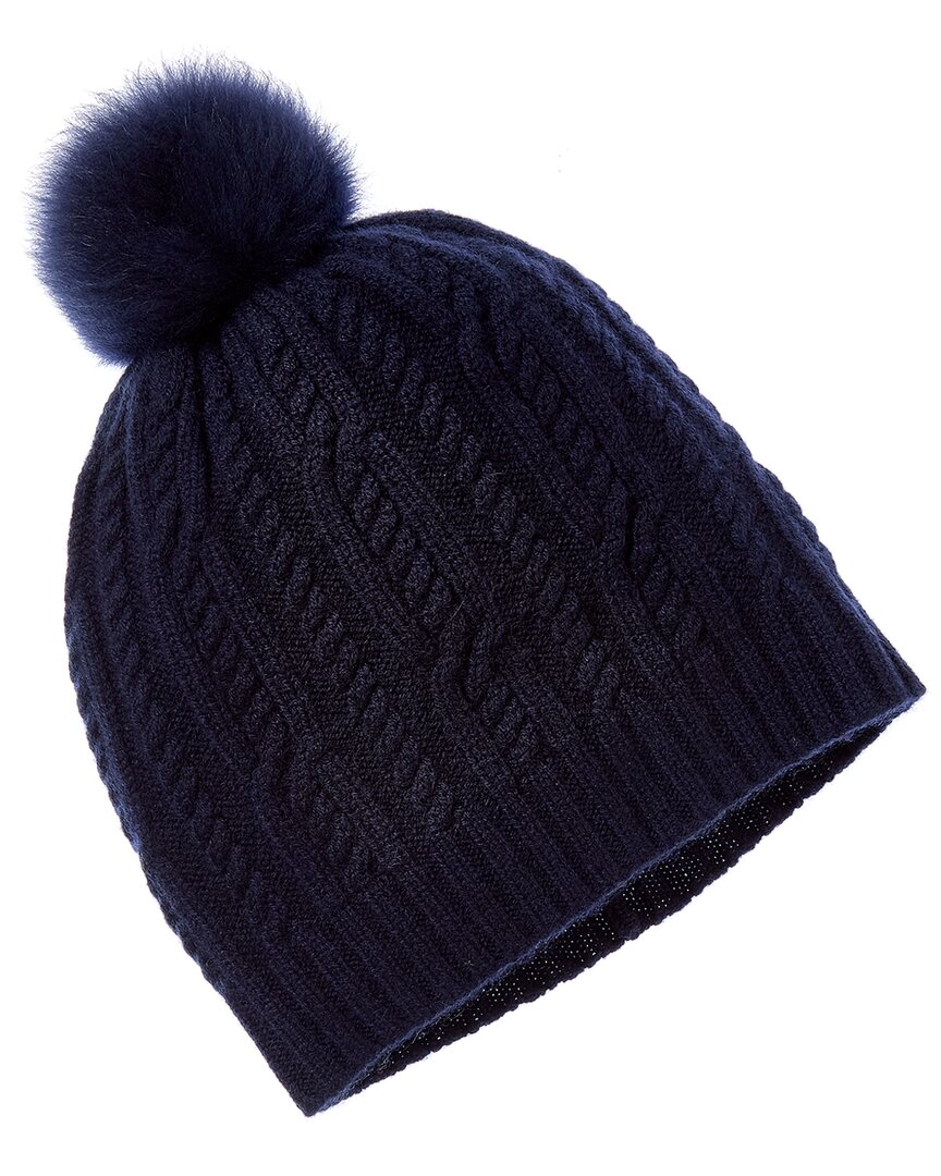 Sofia Cashmere Sofiacashmere Pom Cashmere Cable Knit Hat In Blue