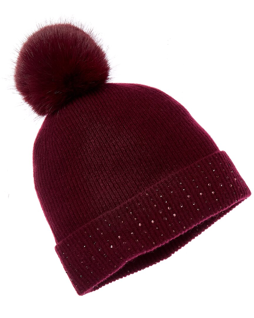 Sofia Cashmere Sofiacashmere Rib Knit Embellished Cashmere Hat In Red