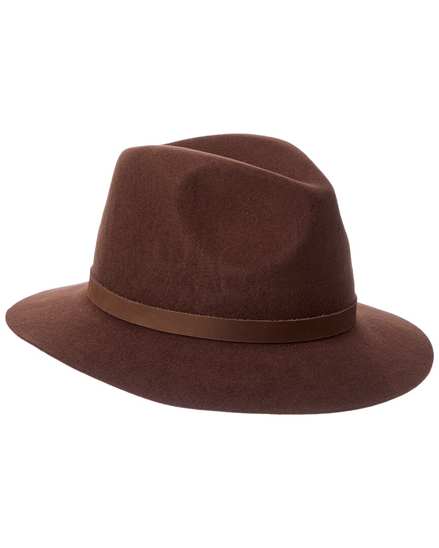 Bruno Magli Leather Band Wool Fedora In Brown