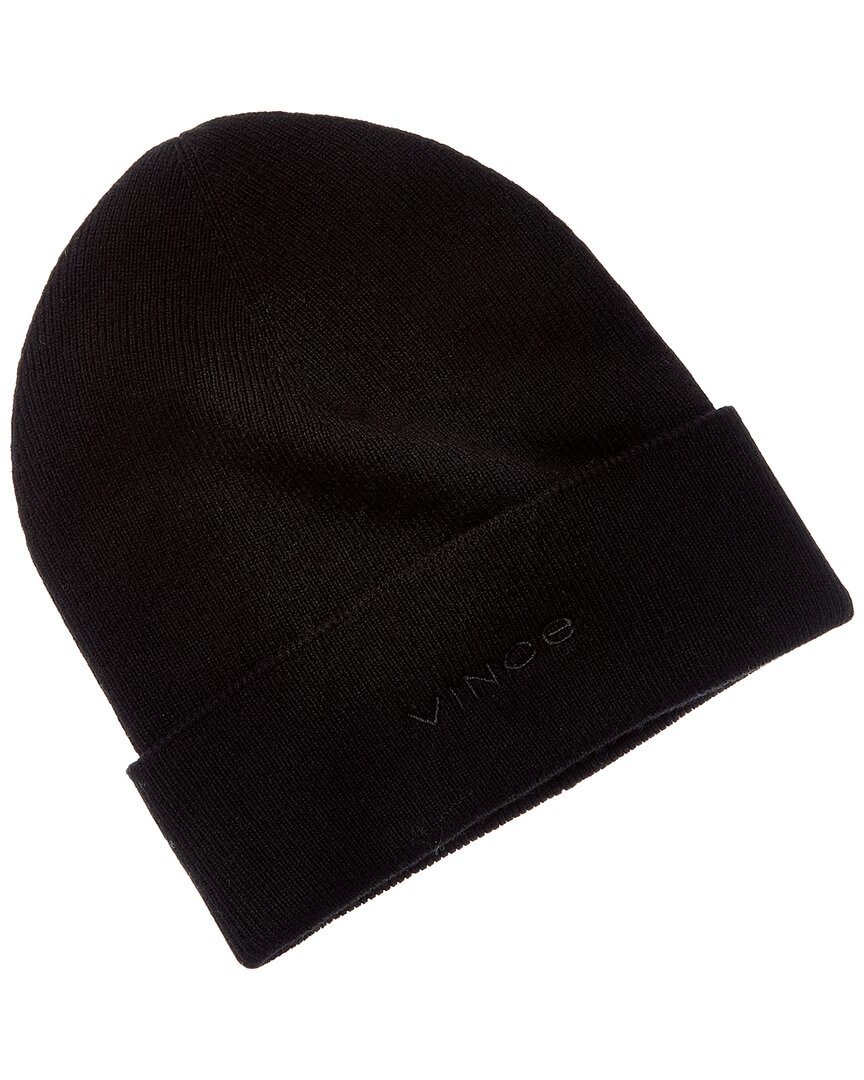 Vince Fine Rib Double Layer Cuff Knit Hat In Black