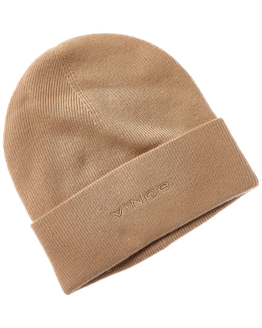 Vince Fine Rib Double Layer Cuff Knit Hat In Brown