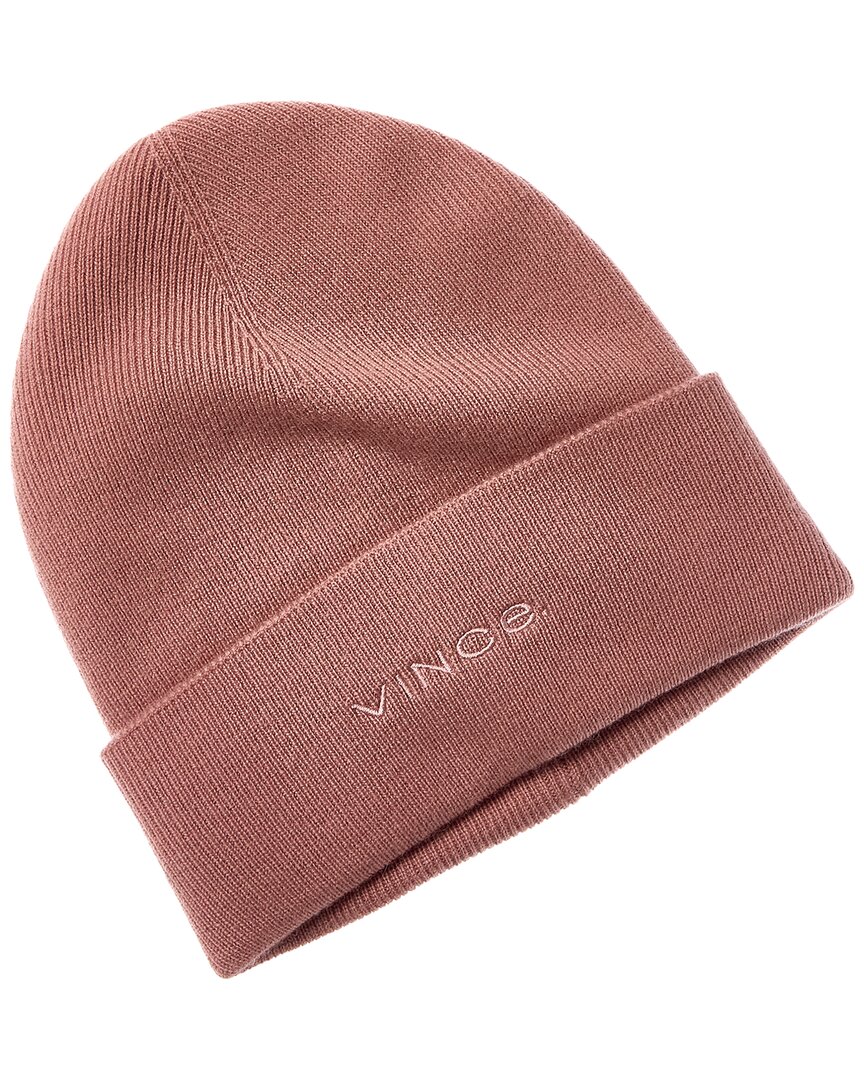 Vince Fine Rib Double Layer Cuff Knit Hat In Pink