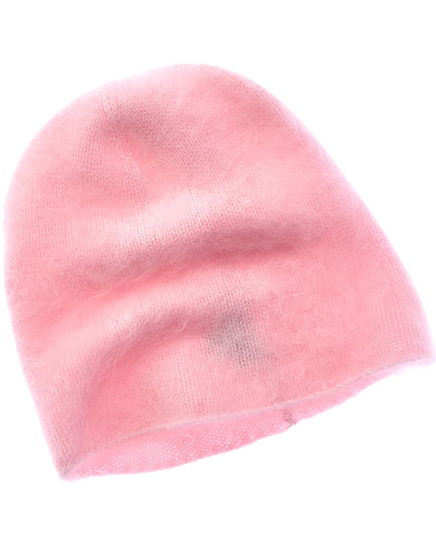 Amicale Cashmere Brushed Slouch Cashmere Beanie In Pink