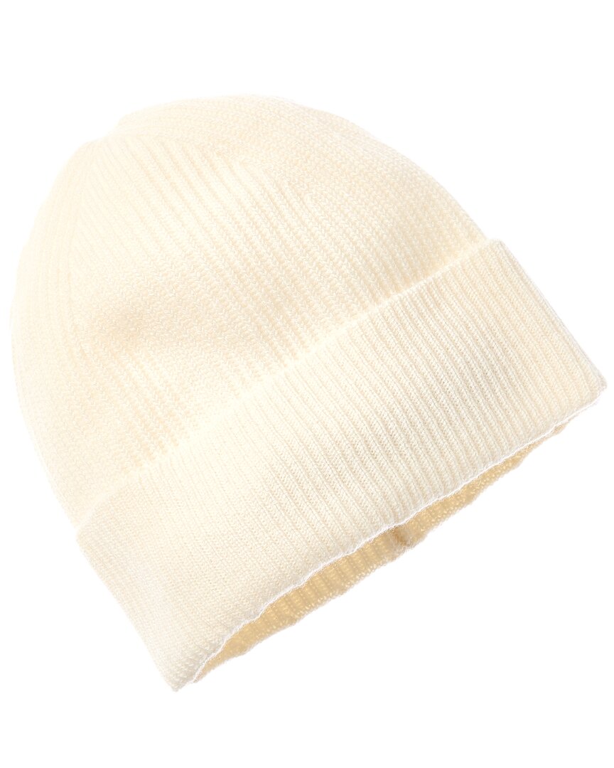 Amicale Cashmere Rib Knit Cuffed Cashmere Hat In Brown