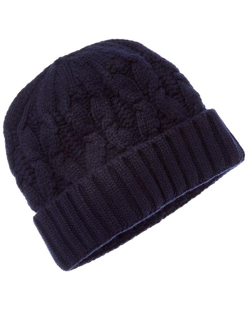 Amicale Cashmere Chunky Cable Cuffed Wool & Cashmere-blend Hat In Blue