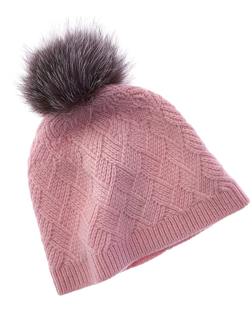 Amicale Cashmere Basketweave Cashmere Hat In Pink