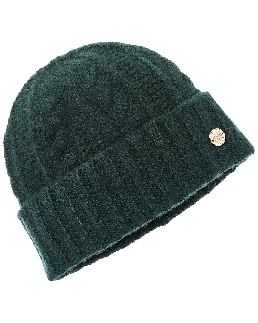 Bruno Magli Cable Knit Cuffed Cashmere Beanie In Green