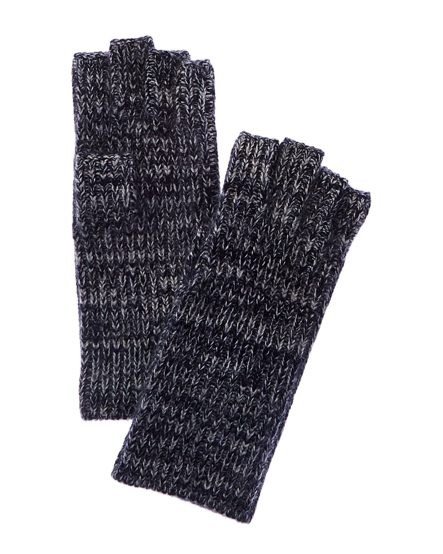 Amicale Cashmere Marled Cashmere Fingerless Glove In Black