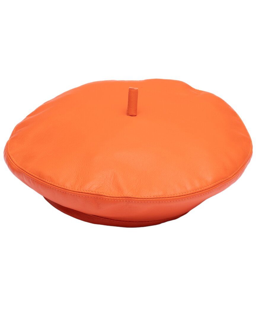 Eugenia Kim Carter Leather Beret Hat In Orange
