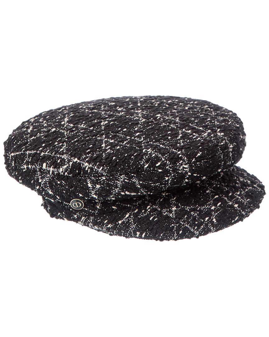 Dior Logo Leather Beret In Black