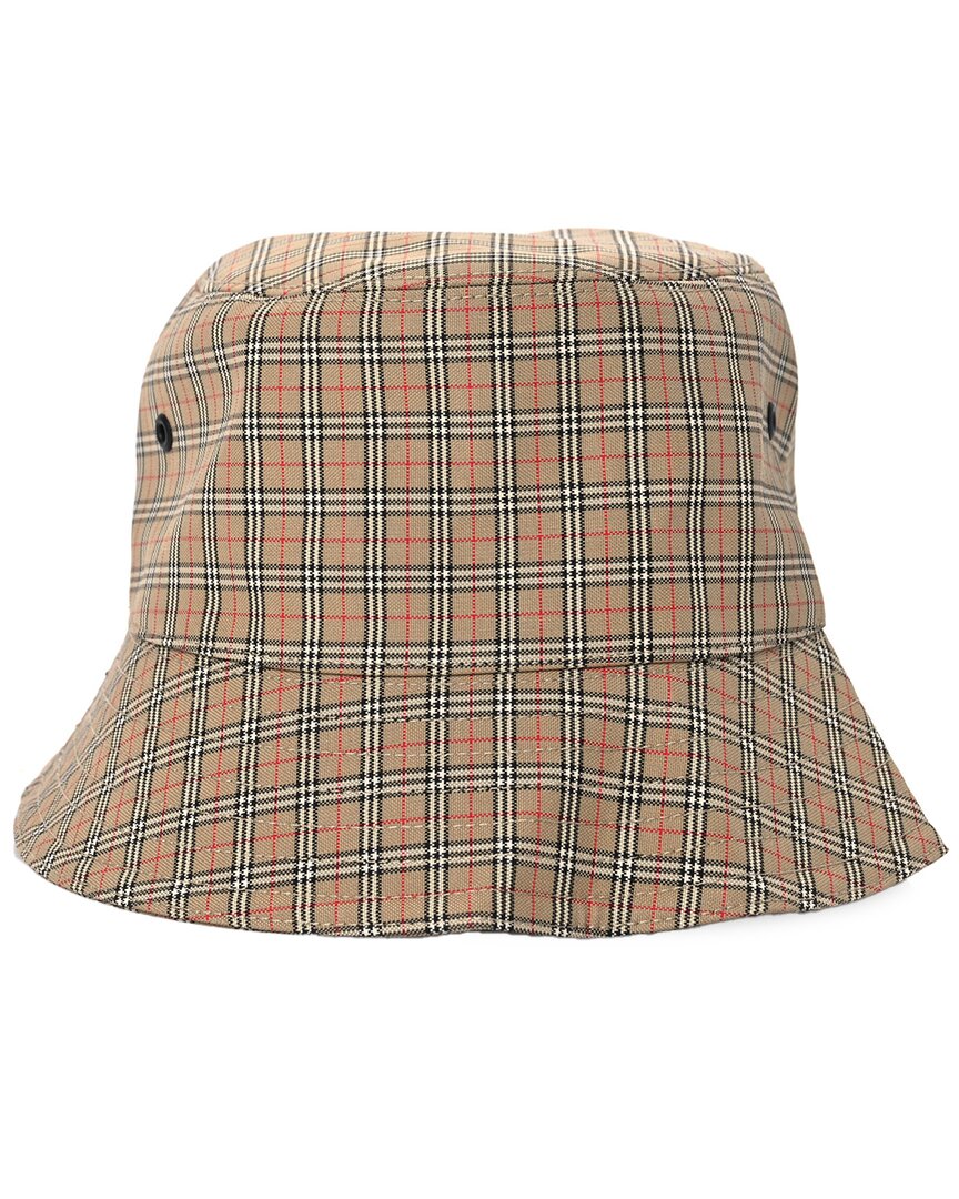 Burberry Technical Cotton Check Bucket Hat (authentic Pre-loved) In Neutral