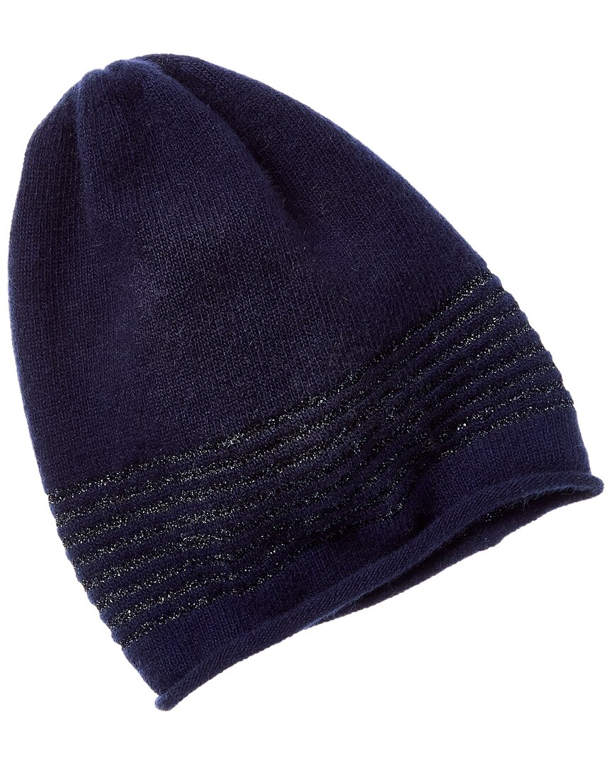 Portolano Slouchy Lurex Stripes Cashmere Hat In Blue