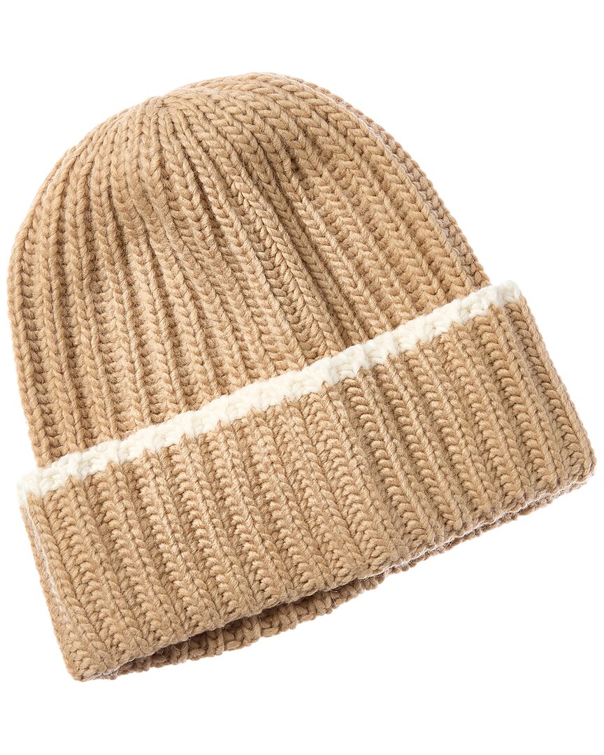 Portolano Contrast Color Wool-blend Beanie In Brown