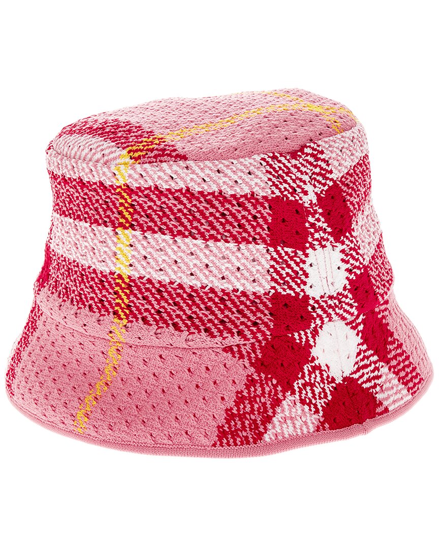 Burberry Pink Tartan Print Bucket Hat In Pink