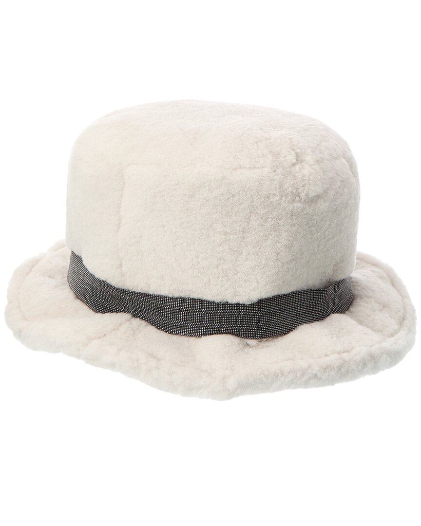 Brunello Cucinelli Shearling Hat In Gray