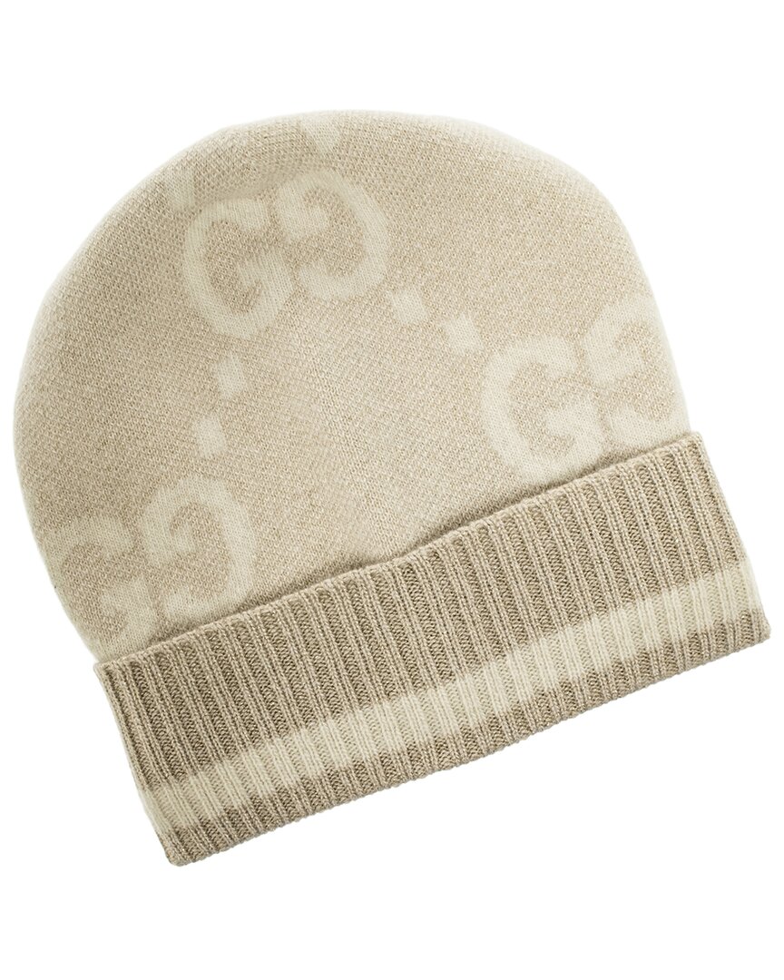 Gucci Gg Jacquard Cashmere-blend Hat In Neutral