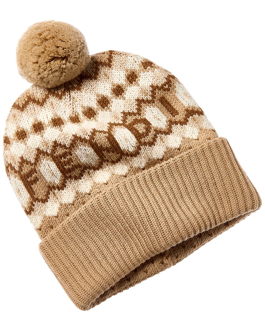 Fendi Wool Beanie In White