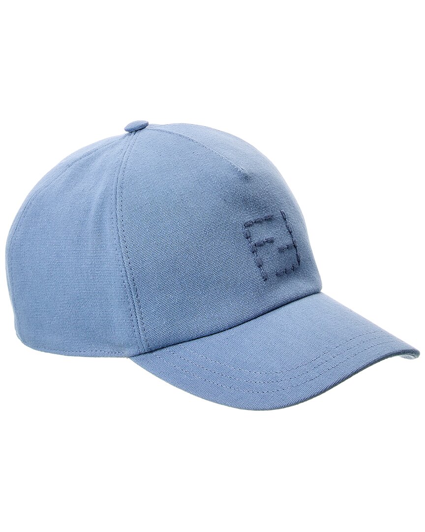 Fendi Linen-blend Baseball Cap In Blue