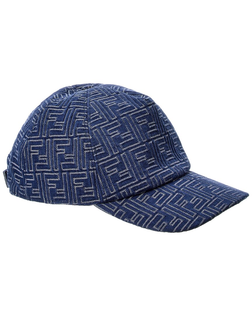 Fendi Denim Baseball Cap In Blue