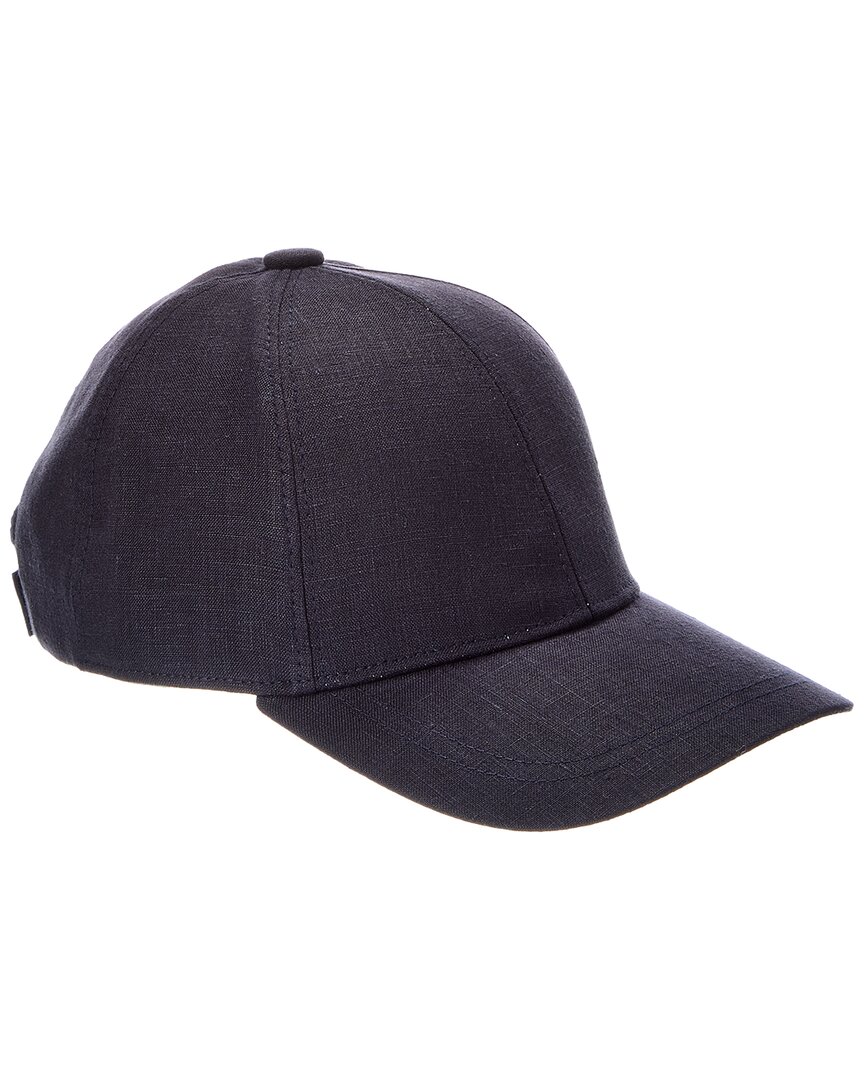 Vince Embroidered Linen Baseball Cap In Brown