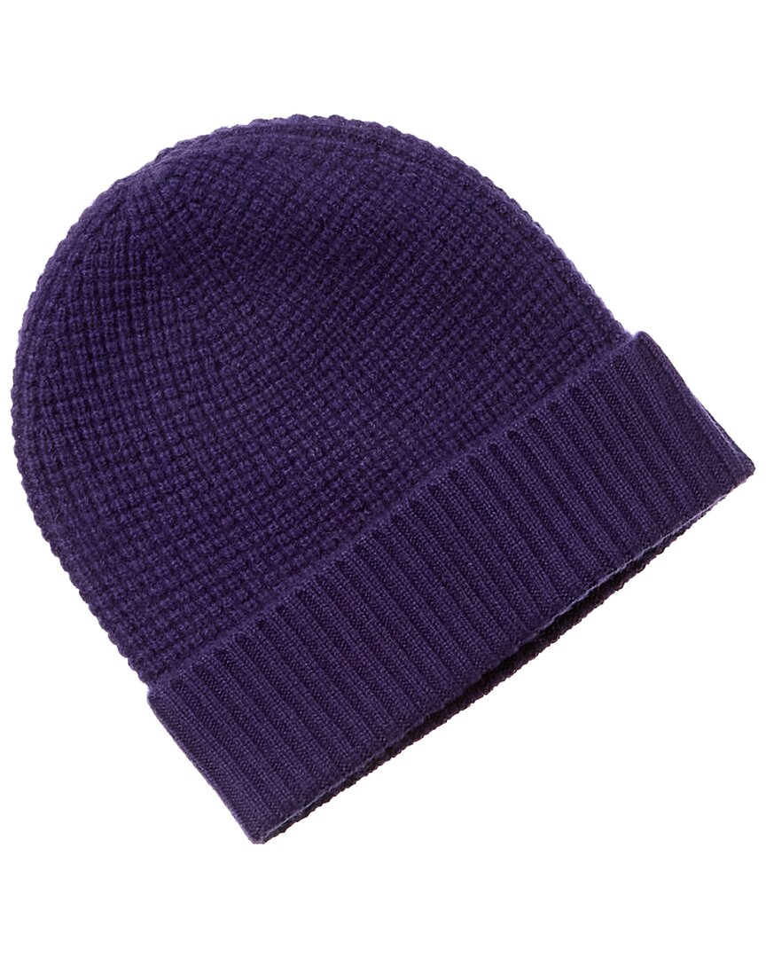 Shop Qi Cashmere Thermal Stitch Cashmere Hat In Purple