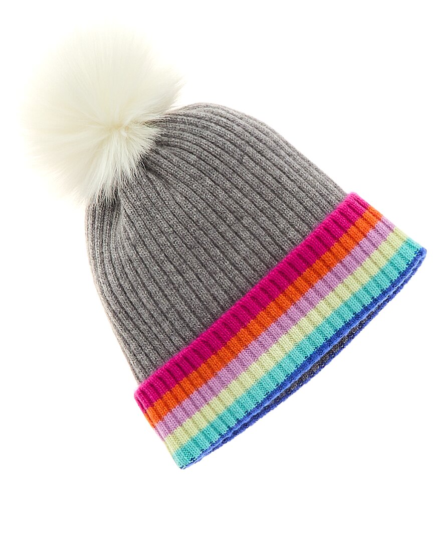 Shop Hannah Rose Rainbow Tipped Cashmere Hat In Grey
