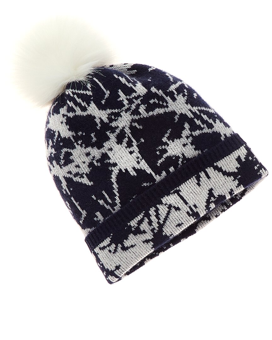 Shop Hannah Rose All Over Jacquard Cashmere Hat In Blue