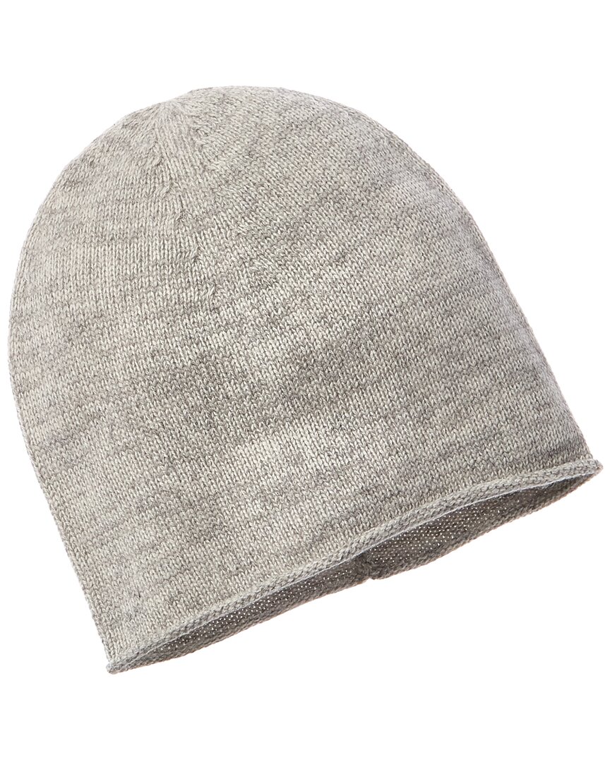 Shop Amicale Cashmere Knit Two-tone Cashmere Beanie In Grey