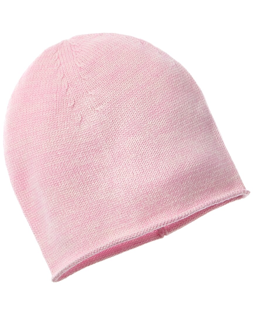 Shop Amicale Cashmere Knit Two-tone Cashmere Beanie In Pink