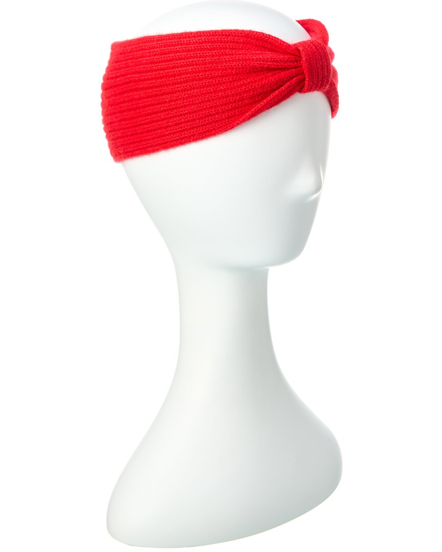 Shop Amicale Cashmere Rib Bow Cashmere Headband In Red