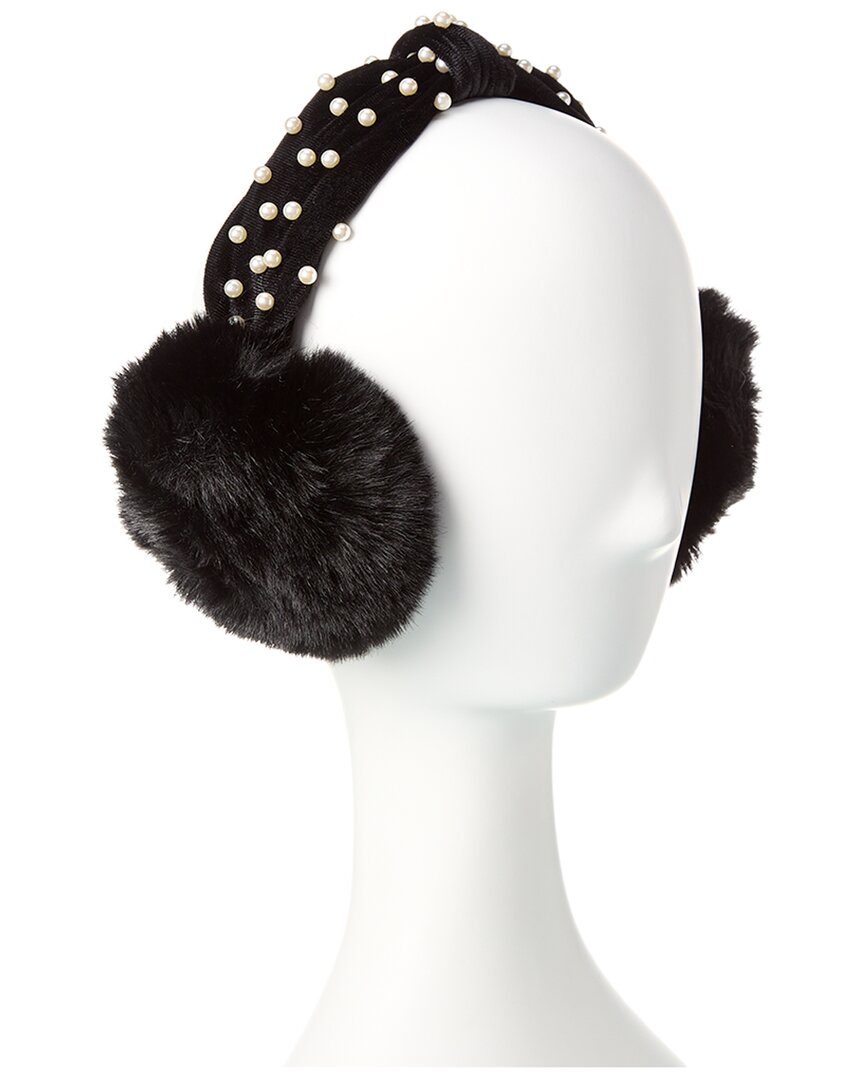 Surell Accessories Knotted Pearl Band Earmuffs In Black