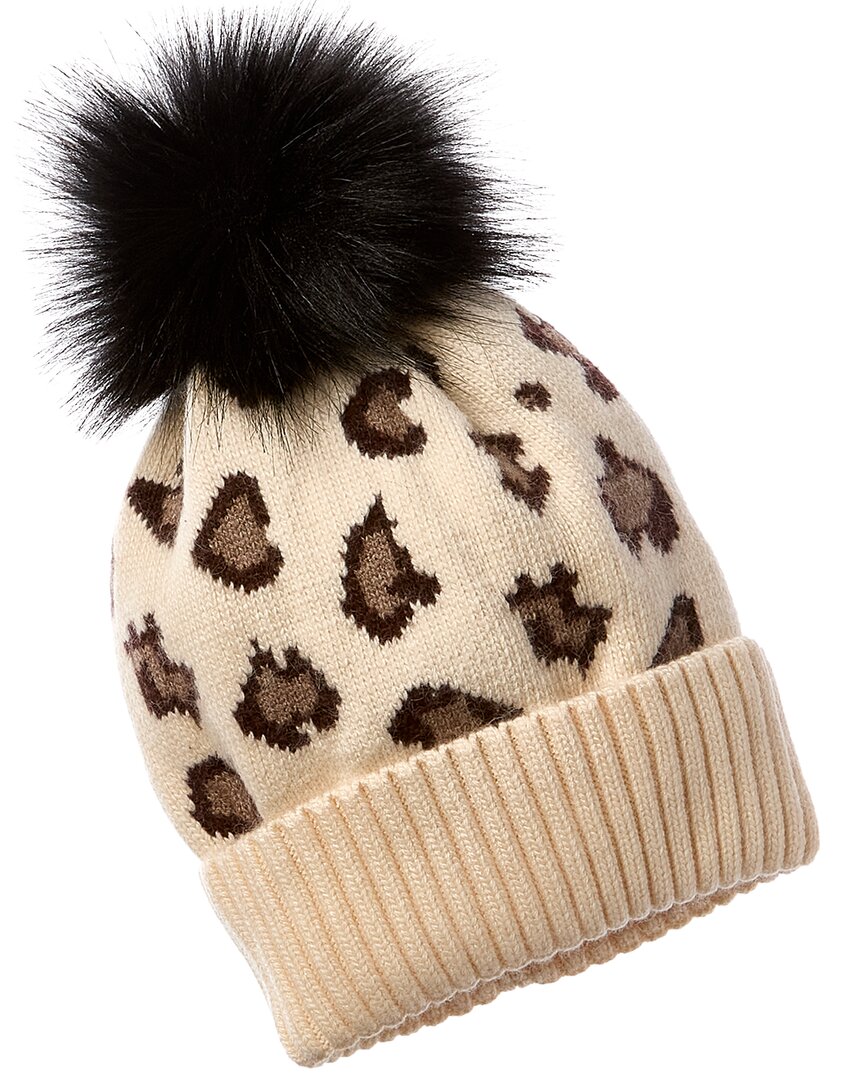 Adrienne Landau Leopard Wool-blend Hat In Beige